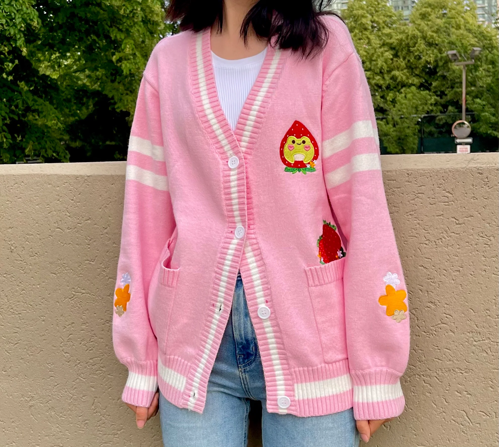 Strawberry Pink Froggie Cardigan - Image 3
